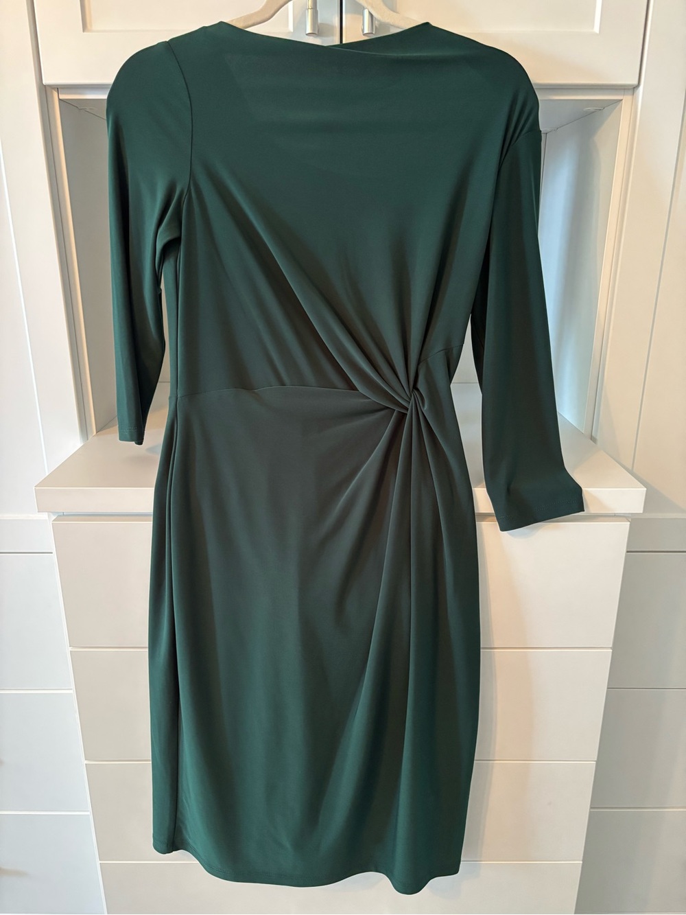 Lauren Ralph Lauren Forest Green Twist-Detail Long Sleeve Dress